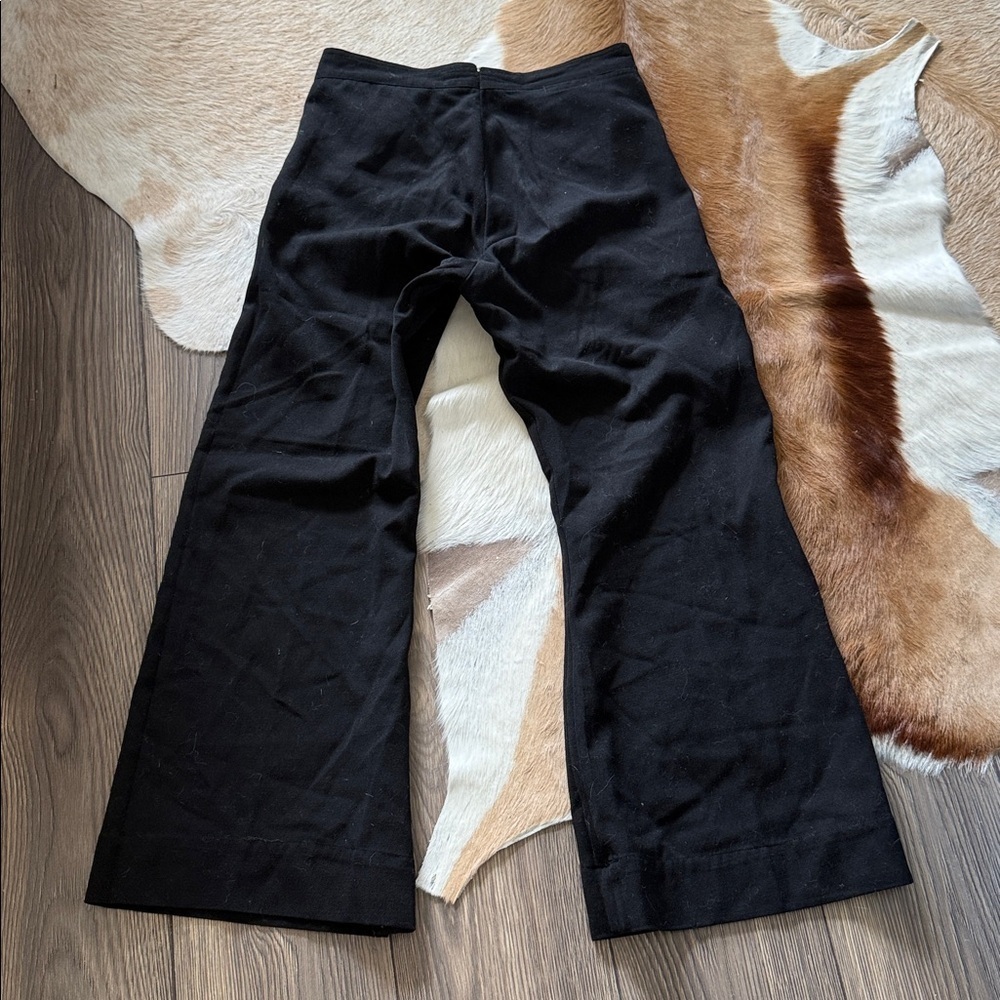 Unique wool front panel buttons Black Wide-Leg Pants sailor style - Picture 10 of 16
